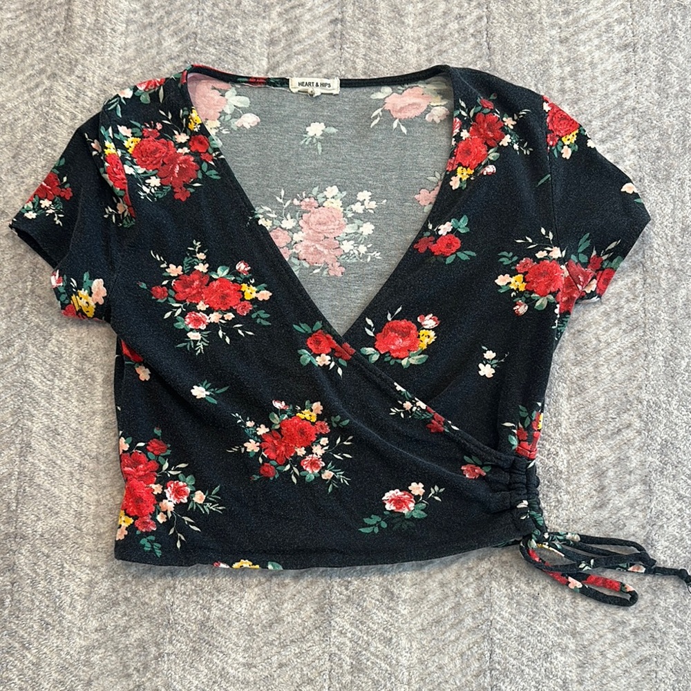 Floral Crop Top with Tie